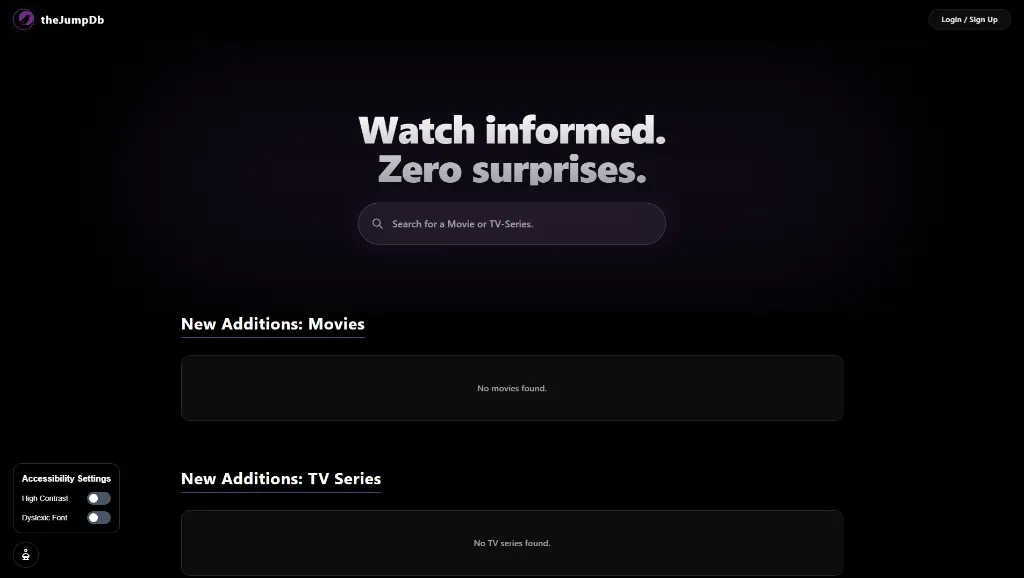 theJumpDb Main Interface